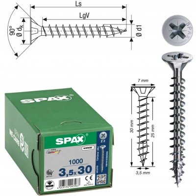 Vruty do dřeva Spax 3,5 x 30 mm 1000 ks – Hledejceny.cz