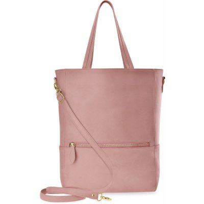 Dámská velká kabelka objemná klasická taška shopper přes rameno s dodatečným popruhem růžová