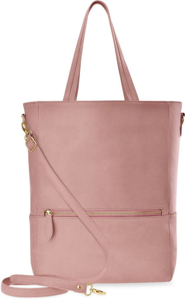 Dámská velká kabelka objemná klasická taška shopper přes rameno s dodatečným popruhem růžová