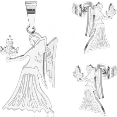 Šperky Eshop sada z chirurgické oceli stříbrné barvy přívěsek a náušnice znamení PANNA W27.25 – Zboží Dáma