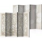 Fabulo paraván 5 dílný Béžové listy Květinová louka 172 x 225 cm odlišný design na jednotlivých stranách – Zboží Mobilmania