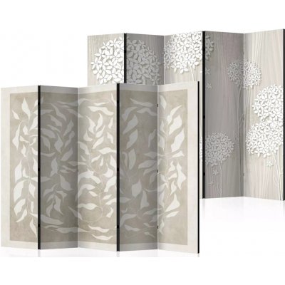 Fabulo paraván 5 dílný Béžové listy Květinová louka 172 x 225 cm odlišný design na jednotlivých stranách – Zboží Mobilmania