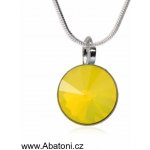 Swarovski Elements Stříbrný náhrdelník (přívěsek + řetízek) žlutý kulatý 54001.3 Yellow Opal – Hledejceny.cz