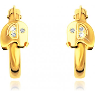 Šperky eshop zlaté náušničky kroužky malý slon s čirými zirkony S2GG242.30