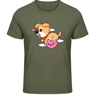 Gildan Soft Style tričko Design se srdíčkem a psem - military Green – Zboží Mobilmania