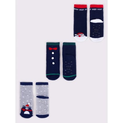 Yoclub Dětské vánoční froté ponožky 3Pack SKF X001U AA0D 0002 Vícebarevné