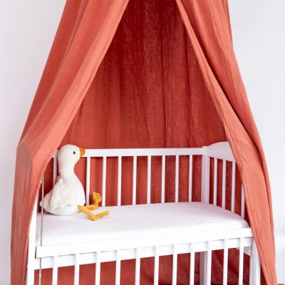 Tulimese Baldachýn mušelínový lososový SAMOSTATNÝ S ROVNÝM OKRAJEM – Zboží Dáma