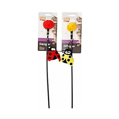 Flamingo hračka pro kočku mávátko 47 cm s míčkem a beruškou žlutá – Zboží Dáma