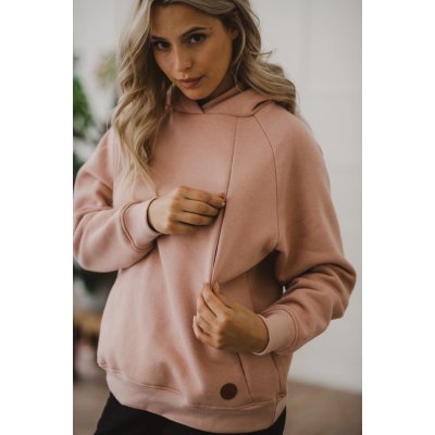 Hrubá těhotenská a kojící oversized mikina powder pink – Zboží Mobilmania