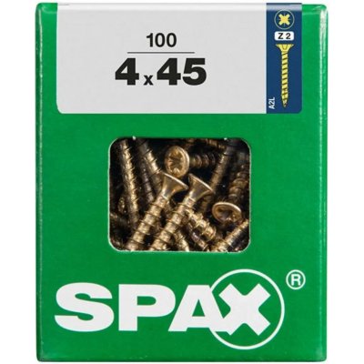 Spax Uni vrut zápust.hlava PZ/Z2 4CUT a plným závitem Yellox 4 x 45 mm 100 ks – Hledejceny.cz