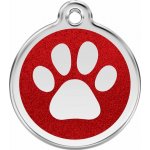 Red Dingo známka Paw Print Glitter Red Tlapka červená třpytivá L 37 mm – Sleviste.cz