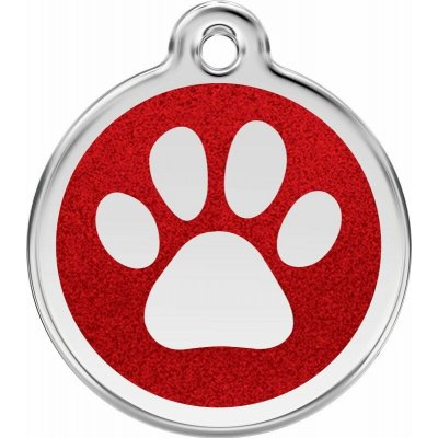 Red Dingo známka Paw Print Glitter Red Tlapka červená třpytivá L 37 mm – Sleviste.cz