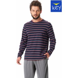 Key MNS 038 B23 pánské pyžamo dlouhé tm.modro šedé
