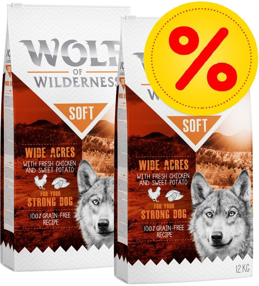 Wolf of Wilderness Adult Soft & Strong Wide Acres Kuřecí 2 x 12 kg