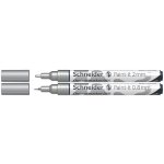Popisovač Schneider Paint-It 060 Chrome Metallic, hrot 0,8 a 2 mm - stříbrný (sada 2 ks) – Zboží Živě