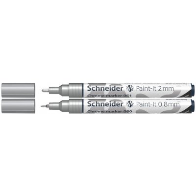 Popisovač Schneider Paint-It 060 Chrome Metallic, hrot 0,8 a 2 mm - stříbrný (sada 2 ks) – Zboží Živě