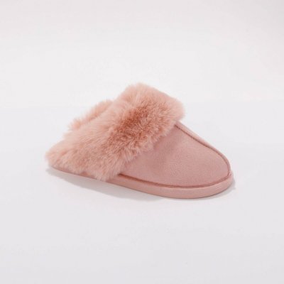 Pantofle s kožešinou růžová – Zboží Dáma