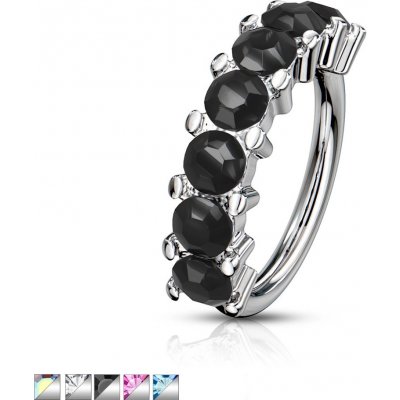 Šperky eshop piercing z oceli do nosu ucha a obočí kroužek s barevnými krystaly O08.03 Růžová P – Hledejceny.cz