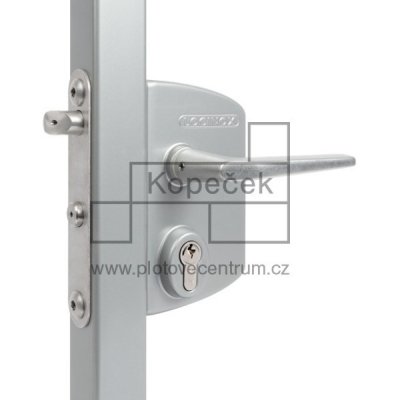 Panikový zámek LOCINOX LPKQ U2 s klikou | pro hranatý profil 40-60 mm | stříbrná ALUM