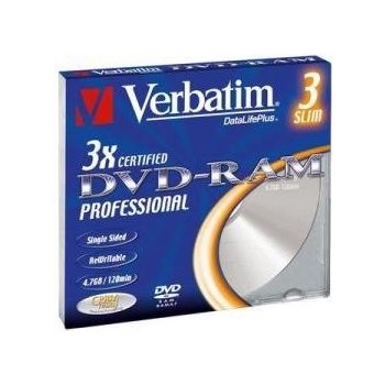 Verbatim DVD-RAM DataLife PLUS 4,7 GB 3x, Colour, slim box 3ks (43499)