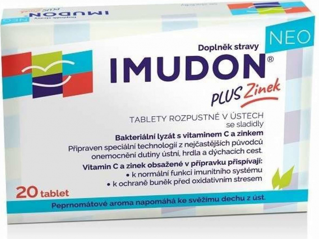 Imudon NEO +Zinek 20 tablet rozp.v ústech se sladidly