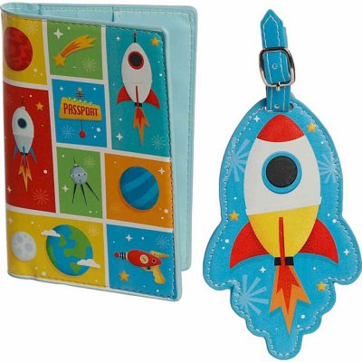 SET jmenovka a obal na pas Vesmír - Praktický cestovní doplněk s kosmickým designem – Zboží Dáma