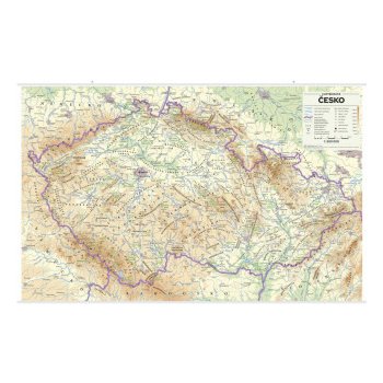 Česko - nástěnná fyzická mapa 1 : 500 000