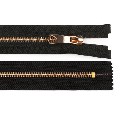 Kovový zip No 5 délka 20 cm s ozdobným jezdcem, střední, 2 černá zlatá – Hledejceny.cz