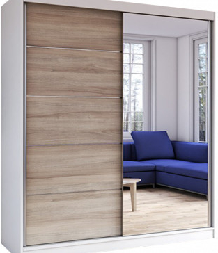 Idzczak Vista 05 150 cm s posuvnými dveřmi a zrcadlem Stěny bílá / dub
