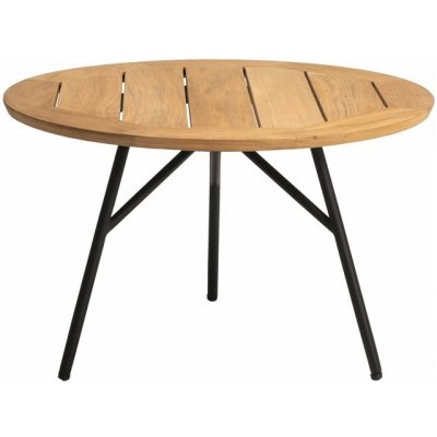 Stern Odkládací stolek Frida, kulatý 55x36 cm, rám lakovaný hliník černý (black matt), deska teak – Hledejceny.cz