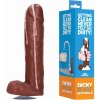 Erotický gadget Shots Dicky Soap With Balls Cum Covered Brown mýdlo ve tvaru penisu s přísavkou