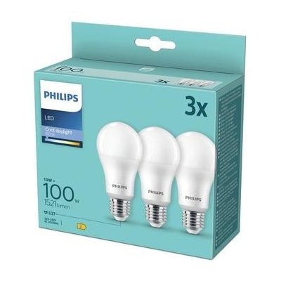 Philips klasik, 13W, E27, chladná denní, 3ks – Zboží Mobilmania