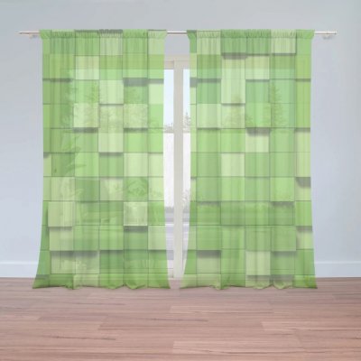 Sablio Záclony Green Blocks 3D: 2ks 150x250cm – Hledejceny.cz