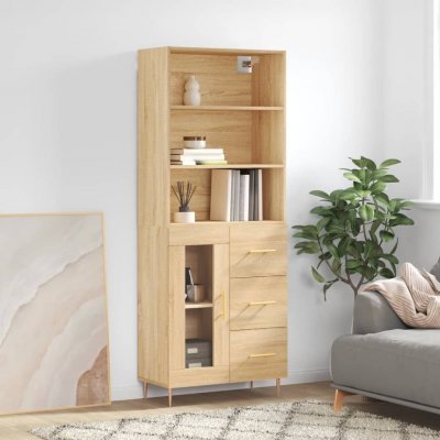 zahrada-XL Skříň highboard dub sonoma 69,5 x 34 x 180 cm kompozitní dřevo – Zboží Mobilmania