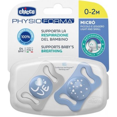 Chicco Physio mikro silikon dudlík modrá 2ks – Sleviste.cz