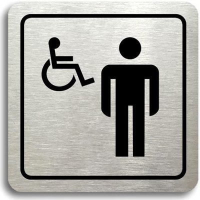 Accept Piktogram "WC muži, invalidé" (80 × 80 mm) (stříbrná tabulka - černý tisk)