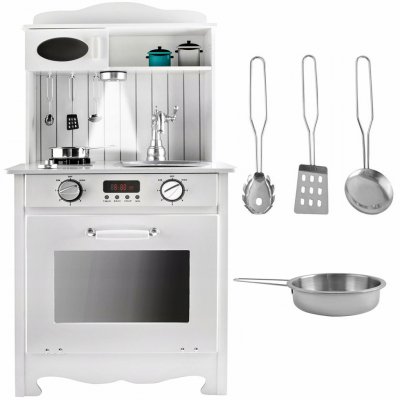 Kruzzel 9146 XL dřevěná kuchyňka s LED a příslušenstvím bílá – Zboží Mobilmania