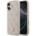 Guess PU Leather 4G Strass Triangle Logo Gold Frame MagSafe Zadní Kryt pro iPhone 17 Pink – Zboží Mobilmania