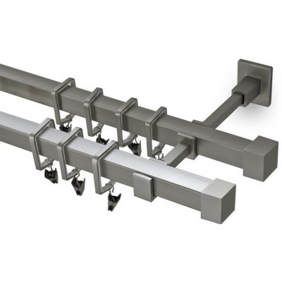 HEBR Garnýž Klasik matná stříbrná dvojitá 400 cm – Hledejceny.cz
