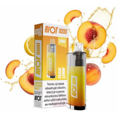 RIOT 1000 Peach Lemon 20 mg 1000 potáhnutí – Zboží Dáma