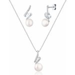 JwL Luxury Pearls elegantní set šperků s pravou perlou a zirkony JL0746 řetízek přívěsek náušnice – Sleviste.cz