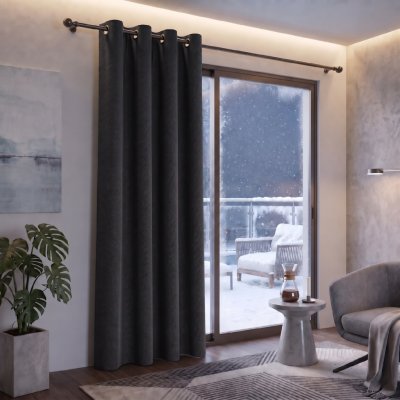 Termoizolační blackout závěs POLAIRE černý 140 × 260 cm na kroužky – Hledejceny.cz