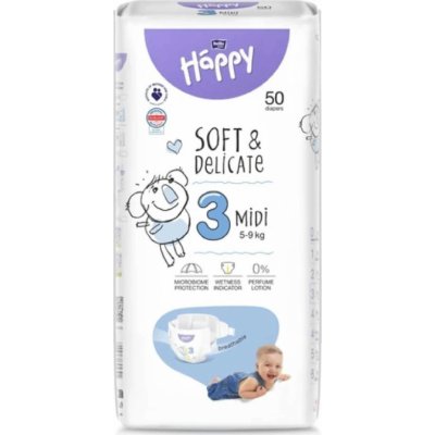 Bella Baby Happy Soft&Delicate 3 Midi 5–9 kg 50 ks – Zboží Dáma