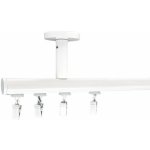 Kovovégarnýže Stropní garnýž Deco bílá lesklá Jednořadá 101-150cm jezdec s kovovou žabkou – HobbyKompas.cz