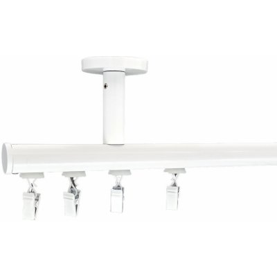 Kovovégarnýže Stropní garnýž Deco bílá lesklá Jednořadá 101-150cm jezdec s kovovou žabkou – HobbyKompas.cz