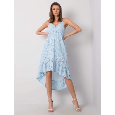 Dámské děrované letní šaty na ramínka SK25480 modrá – Zboží Mobilmania