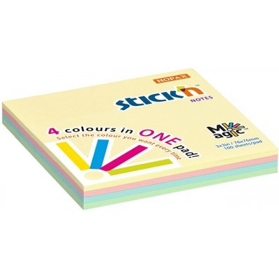 StickN Magic Pad 76 × 76 mm, 100 listů, pastelové barvy, samolepicí blok na poznámky 21574 – Hledejceny.cz