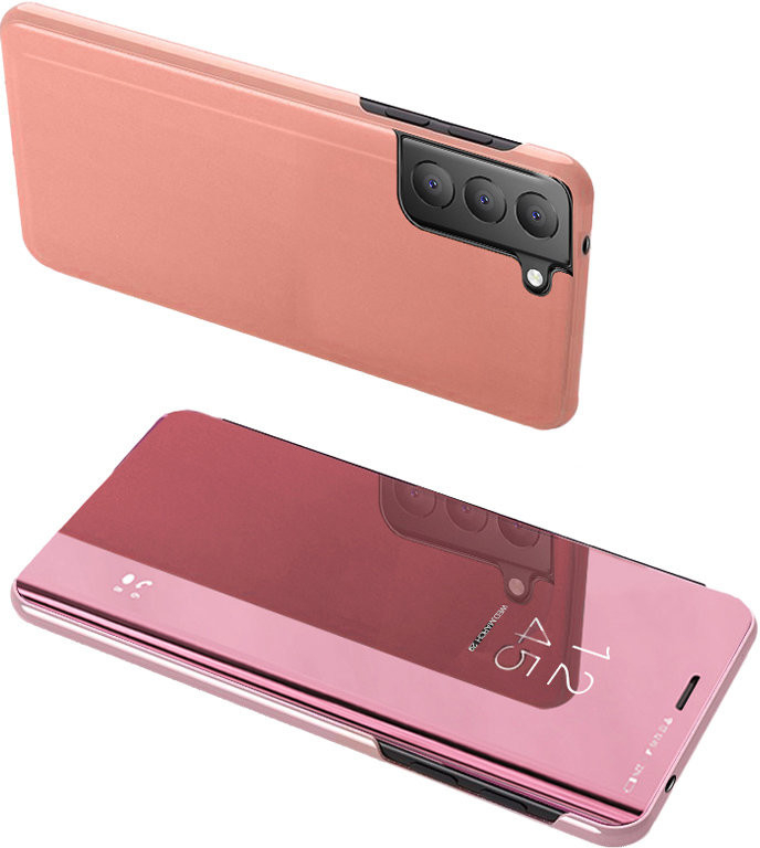 Pouzdro Hurtel Clear View Samsung Galaxy S21 FE - růžové