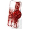 Pouzdro a kryt na mobilní telefon Apple Pouzdro 1Mcz Liquid Heart Sparkle s přesépacím efektem třpytek Apple iPhone 13 Pro Max červené