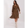 Dámské šaty Italy Moda Leopardí plisované midi šaty s páskem dhj-sk-10536n-3.31x-brown